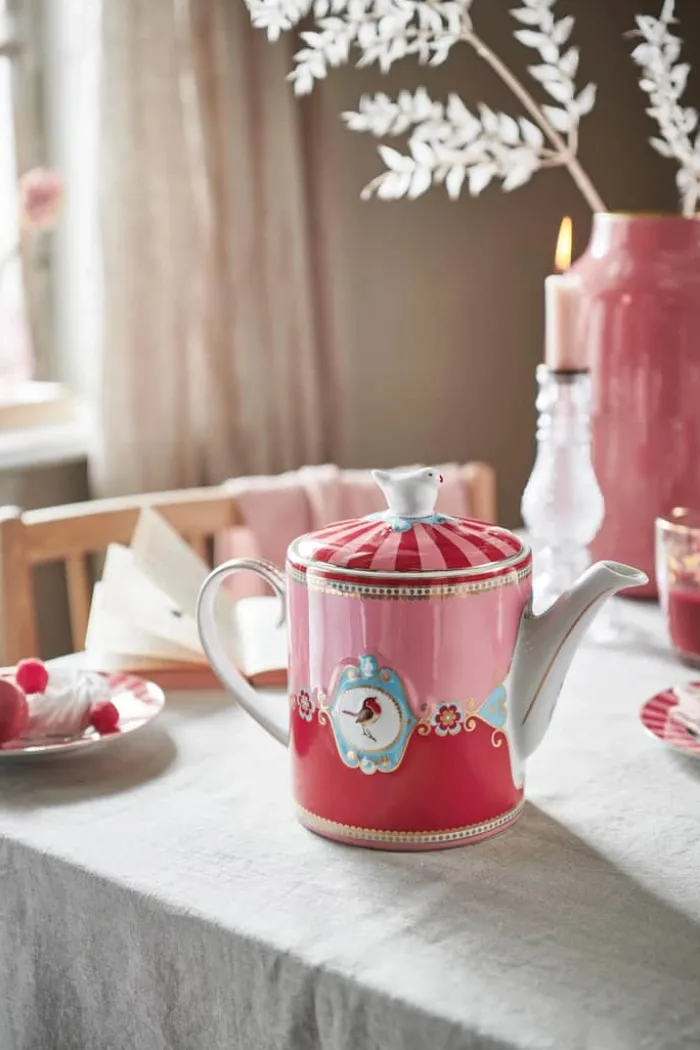 PIP Studio Love Birds Tekande 1,3 liter - Porcelæn - Rød