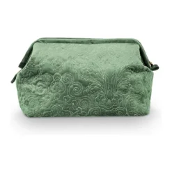 PIP Studio Quiltey Days Kosmetiktaske - Ekstra stor H 21 x B 30 cm - Velour - Grøn