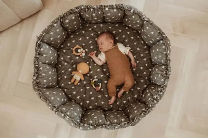 Play&Go Babynest Legemåtte Ø 130 cm - Økologisk bomuld - Grøn