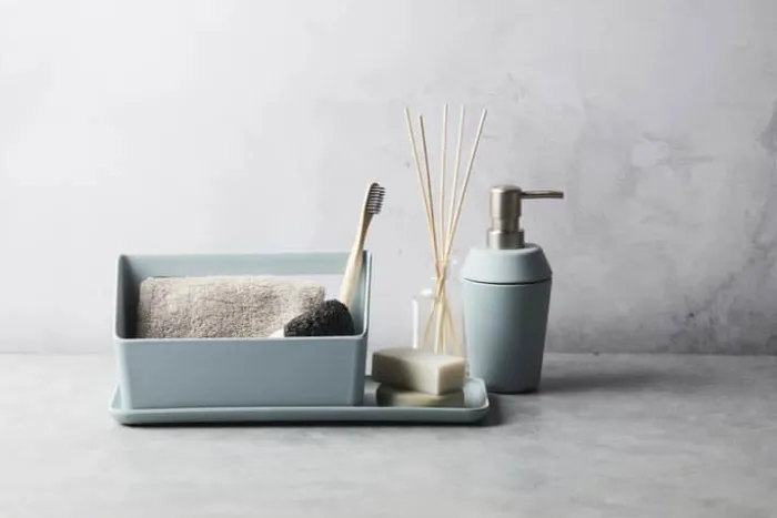Point Virgule Vask Organizer H 11,8 x B 9,3 x L 22 cm - Bambusfibre - Lyseblå