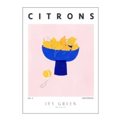 Poster&Frame Ivy Green Illustrations Plakat - Lemons B 30 x L 40 cm - Papir - Multifarvet