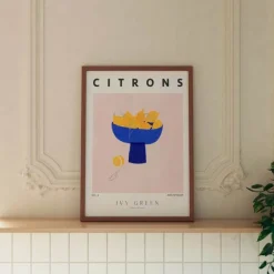 Poster&Frame Ivy Green Illustrations Plakat - Lemons B 30 x L 40 cm - Papir - Multifarvet