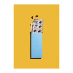 Poster&Frame plakat - Coffee addict B 30 x L 40 cm - Papir - Gul/blå