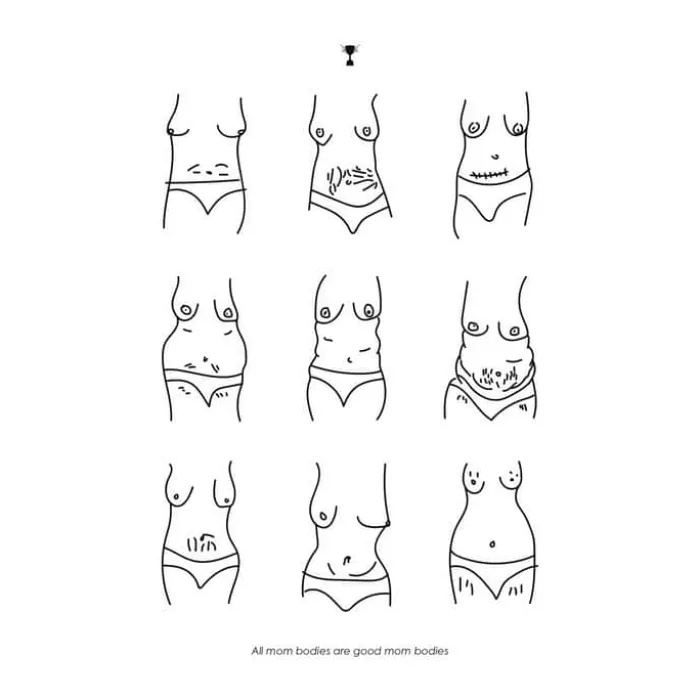 Poster&Frame plakat - Mom bodies B 29,7 x L 42 cm - Papir - Sort/hvid