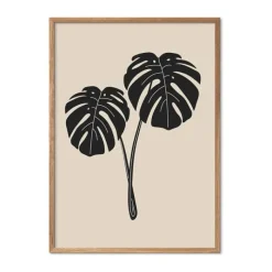 Poster&Frame Plakat - Monstera Deliciosa B 30 x L 40 cm - Papir - Beige