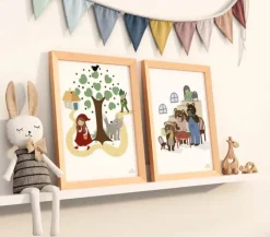 Poster&Frame Plakat - Rødhætte og ulven B 29,7 x L 42 cm - Papir - Multifarvet