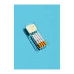 Poster&Frame plakat - Smoked cheese dippers B 50 x L 70 cm - Papir - Turkis/hvid