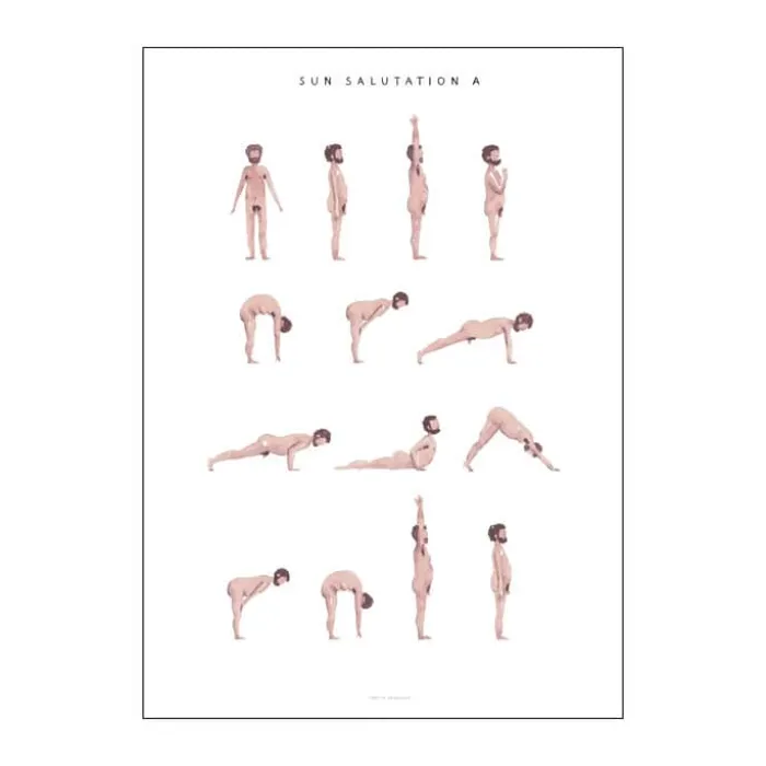 Poster&Frame plakat - Sun salutation a man B 50 x L 70 cm - Papir