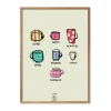 Poster&Frame Plakat - Weekly Cups B 50 x L 70 cm - Papir - Multifarvet