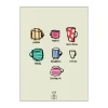 Poster&Frame Plakat - Weekly Cups B 30 x L 40 cm - Papir - Multifarvet