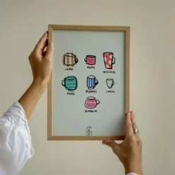 Poster&Frame Plakat - Weekly Cups B 30 x L 40 cm - Papir - Multifarvet