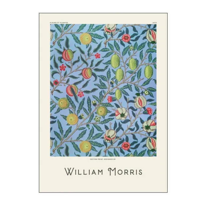 Poster&Frame William Morris Plakat - Fruits B 50 x L 70 cm - Papir - Blå/grøn/rød