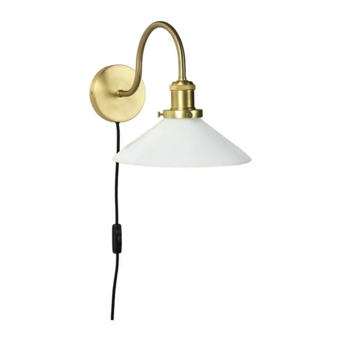 PR Home Axel Væglampe H 25 cm - Glas/metal/messing - Hvid