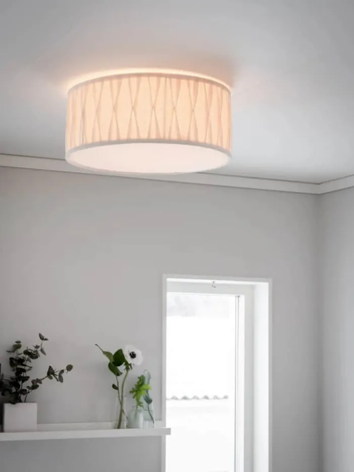 PR Home Plissé Loftlampe Ø 45 X H 18 cm - Hør - Hvid