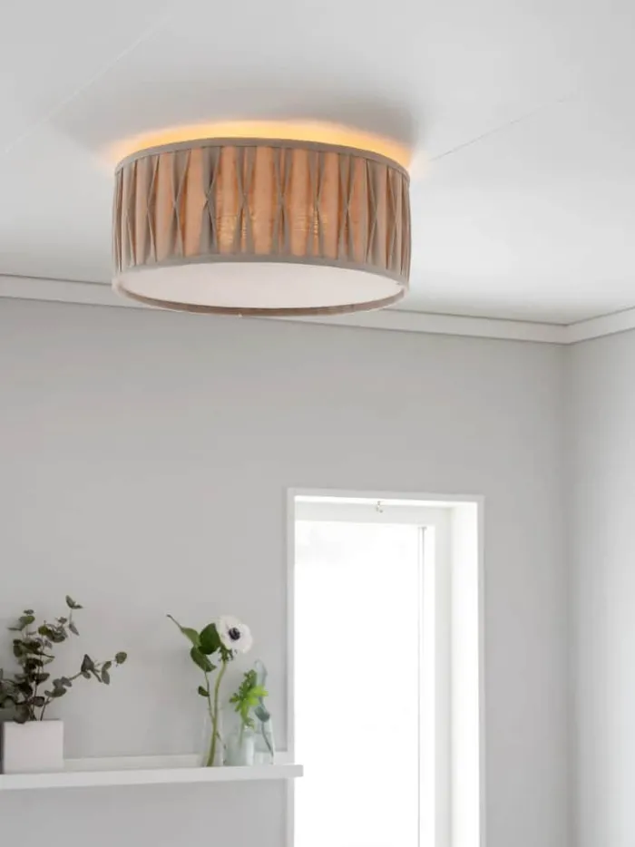 PR Home Plissé Loftlampe Ø 45 X H 18 cm - Hør - Beige