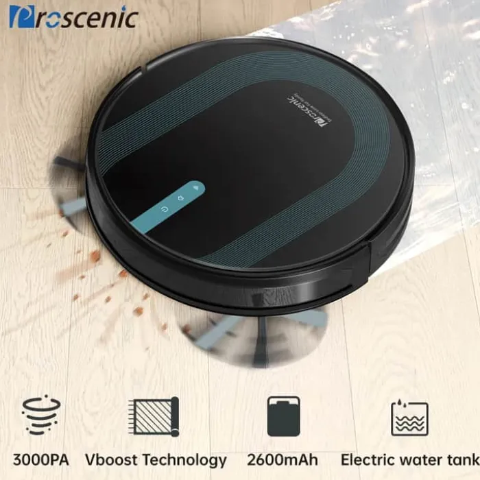 Proscenic 2-i-1 Robot- og moppestøvsuger 850T Med anti-falde-sensor - Sort