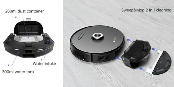 Proscenic 2-i-1 Robot- og moppestøvsuger M8Pro Stor støvbeholder - Sort