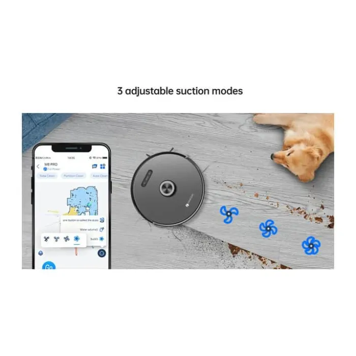 Proscenic 2-i-1 Robot- og moppestøvsuger M8Pro Stor støvbeholder - Sort