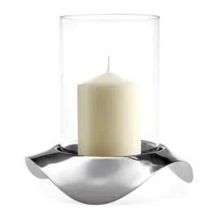 Robert Welch Drift Hurricane Lysestage Ø 20,5 x H 21 cm - Rustfrit stål/glas - Blank
