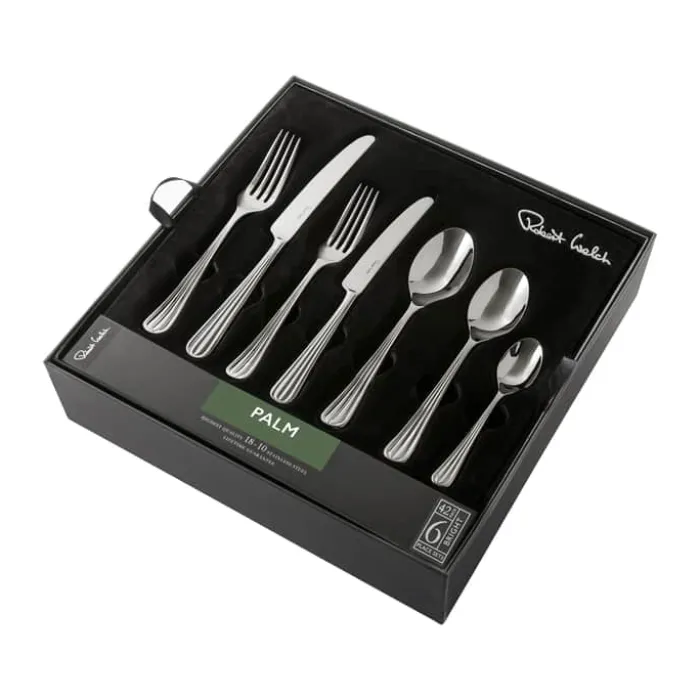 Robert Welch Palm Bright Bestiksæt - 42 dele 6 kuverter - Rustfrit stål - Blank