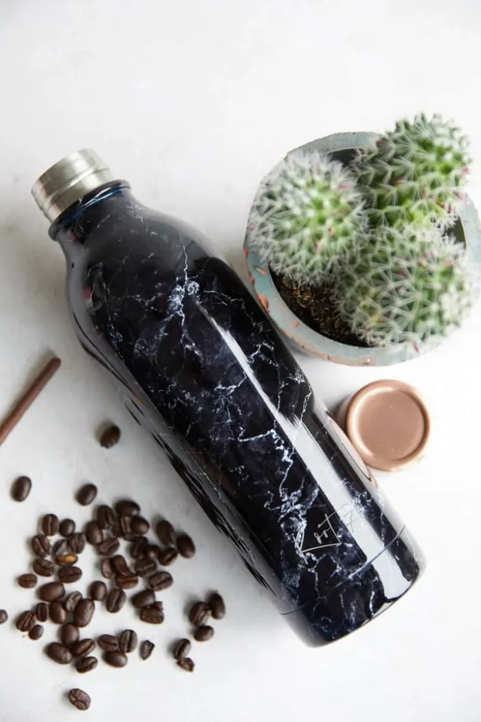 Root7 OneBottle Termo Drikkedunk 350 ml - Rustfrit stål/kobber - Black Marble