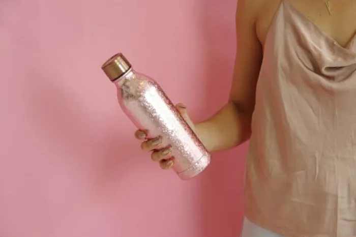 Root7 OneBottle Termo Drikkedunk 500 ml - Rustfrit stål/kobber - Rose Gold Sparkle
