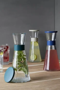 Rosendahl Grand Cru Vandkaraffel inkl. låg 90 cl - Blyfrit glas/rustfrit stål - Ocean Blue