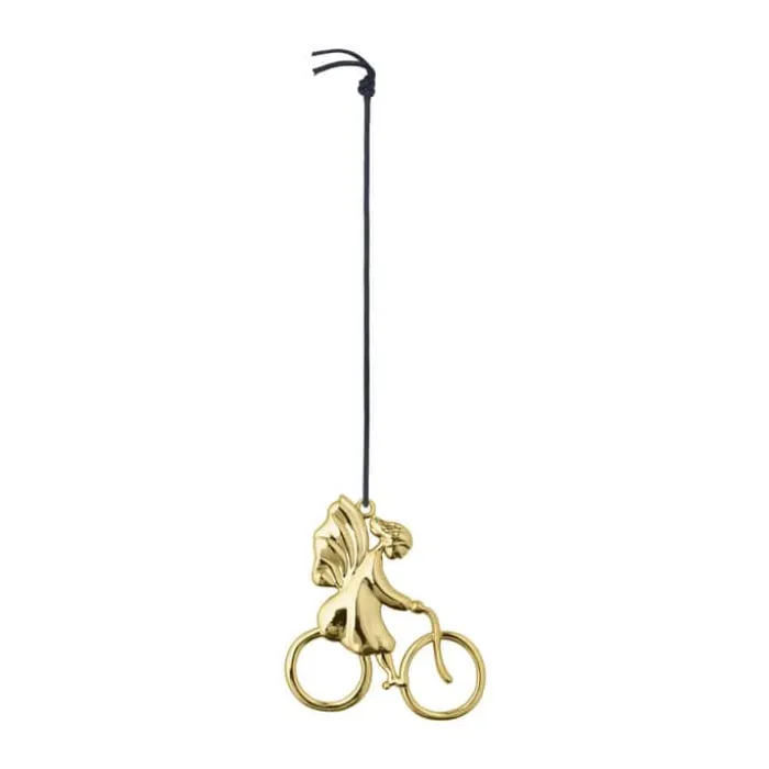Rosendahl Karen Blixen Juleophæng - Englepige på cykel H 7 cm - Zink alloy - Forgyldt