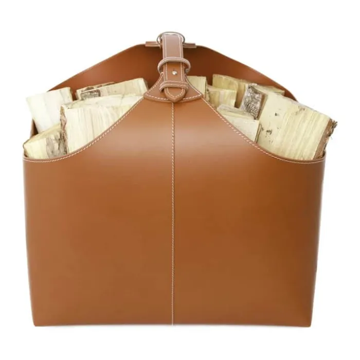 Ørskov Copenhagen Brændekurv H 47 x B 41 x L 37 cm - Læder - Cognac