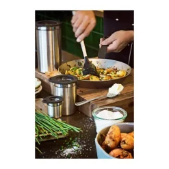 RÖSLE Opbevaringsdåse 1,5 liter - Rustfrit Stål 18/10 - Sølv/Klar/Sort