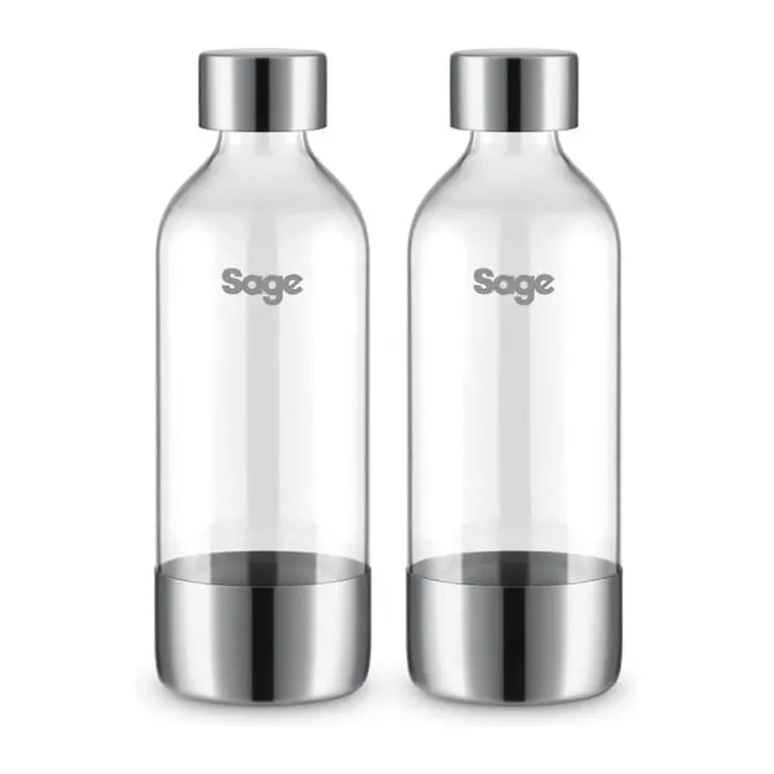 Sage Flaske til Sodamaker - 2 stk 2 x 1 liter - Rustfrit stål - Brushed Silver