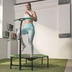 Salta Fitness Trampolin m. håndtag Ø 128 x H 34 cm - Stål/Polyester - Sort/grøn