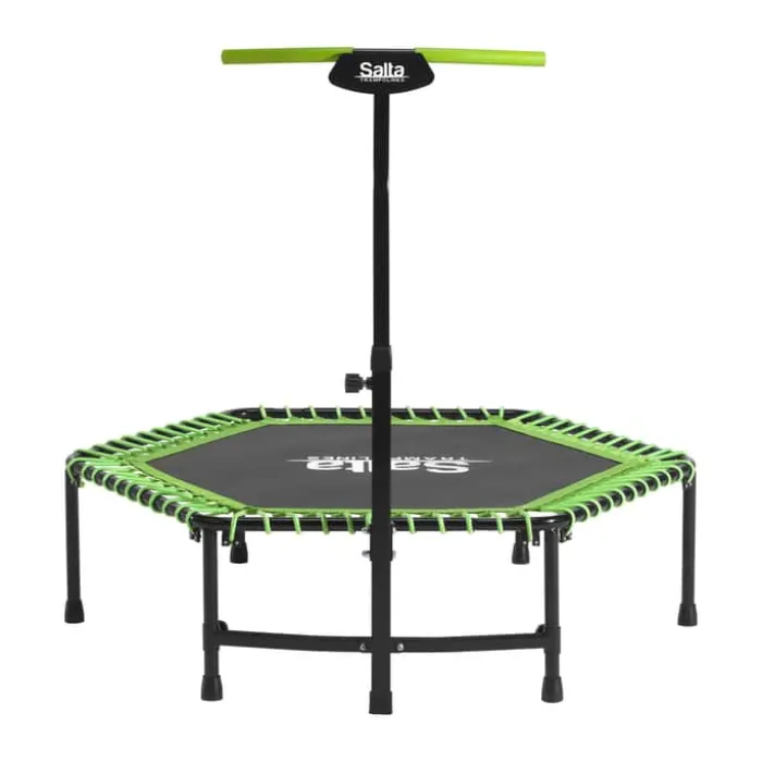 Salta Fitness Trampolin m. håndtag Ø 128 x H 34 cm - Stål/Polyester - Sort/grøn