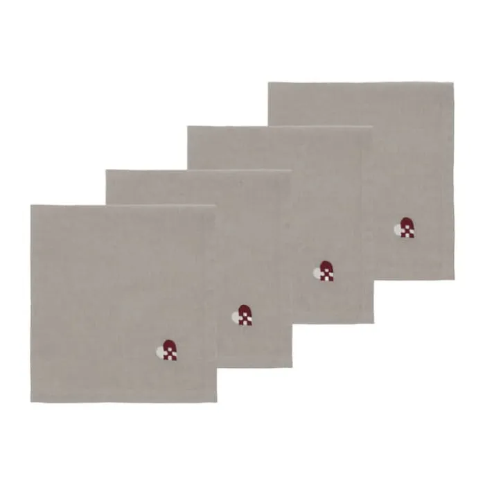 Södahl Christmas Hearts Stofservietter - 4 stk B 40 x L 40 cm - Bomuld - Rød