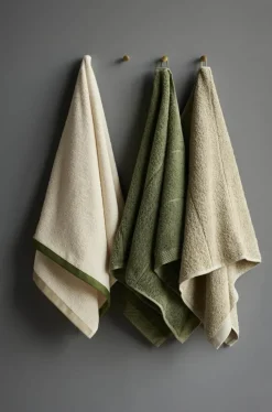 Södahl Contrast Håndklæde B 50 x L 70 cm - Bomuld - Ecru/olive/eucalyptus