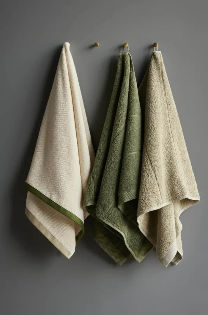 Södahl Contrast Håndklæde B 50 x L 70 cm - Bomuld - Ecru/olive/eucalyptus