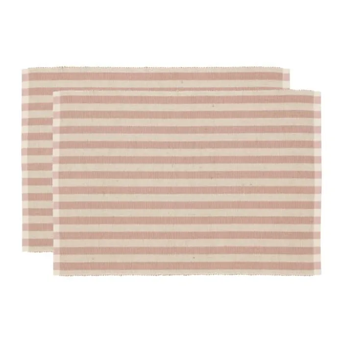 Södahl Statement Stripe Dækkeserviet B 33 x L 48 cm - Bomuld/jute - Rose