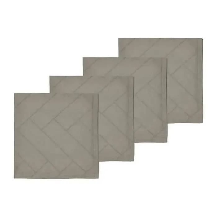 Södahl Tiles Damask Mundserviet - 4 stk. B 45 x L 45 cm - Bomuld - Taupe