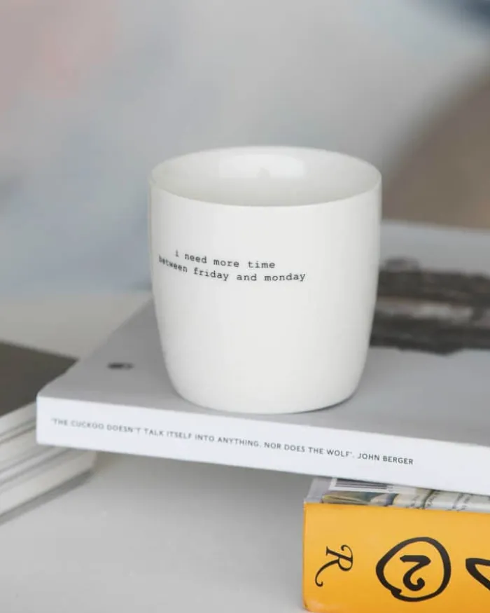 Sögne Krus - Need More Time 30 cl - Porcelæn - Hvid