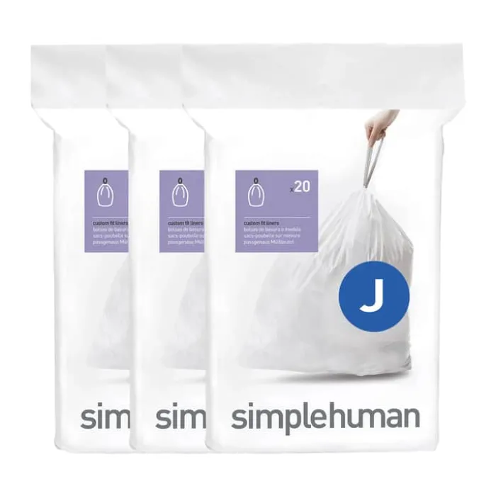 Simplehuman Affaldsposer kode J - 60 stk. 30-45 liter - Plastik - Hvid