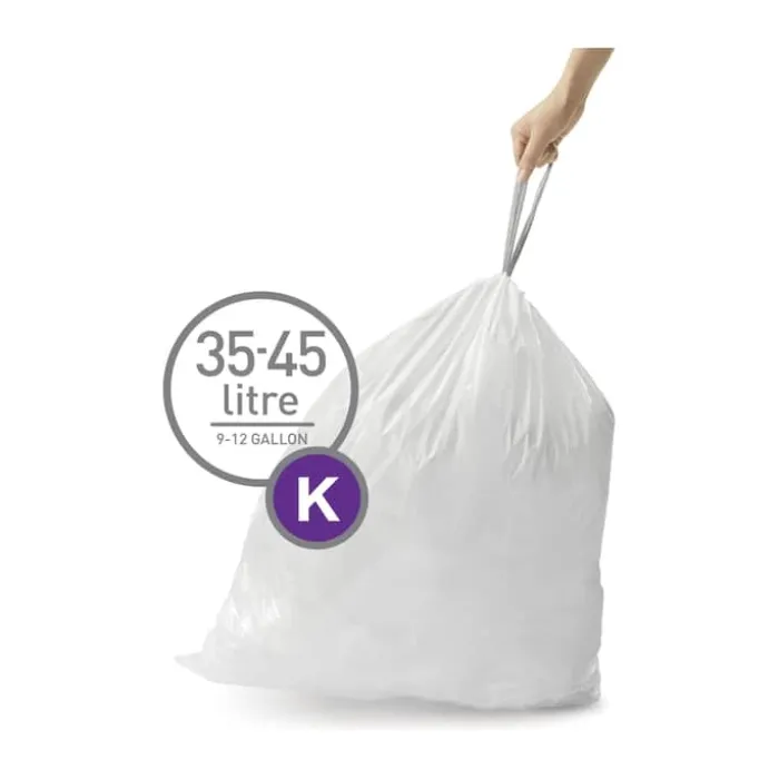 Simplehuman Affaldsposer kode K - 60 stk. 35-45 liter - Plastik - Hvid