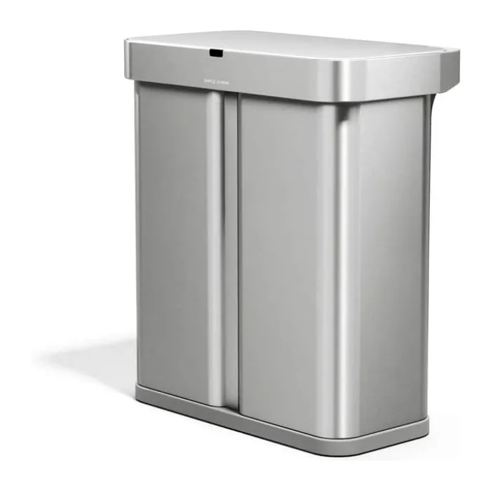 Simplehuman Dual Affaldspand 58 liter - 2 rum - Børstet stål
