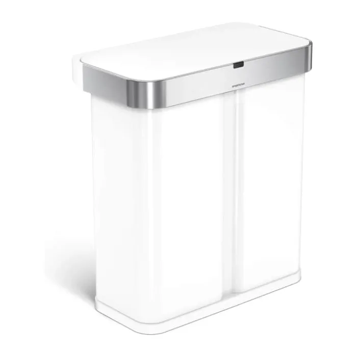 Simplehuman Dual Affaldspand 58 liter - 2 rum - Hvid