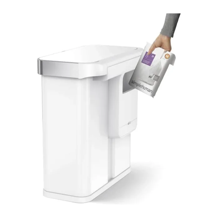 Simplehuman Dual Affaldspand 58 liter - 2 rum - Hvid