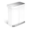 Simplehuman Dual Pedalspand 58 liter - 2 rum - Hvid