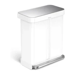 Simplehuman Dual Pedalspand 58 liter - 2 rum - Hvid