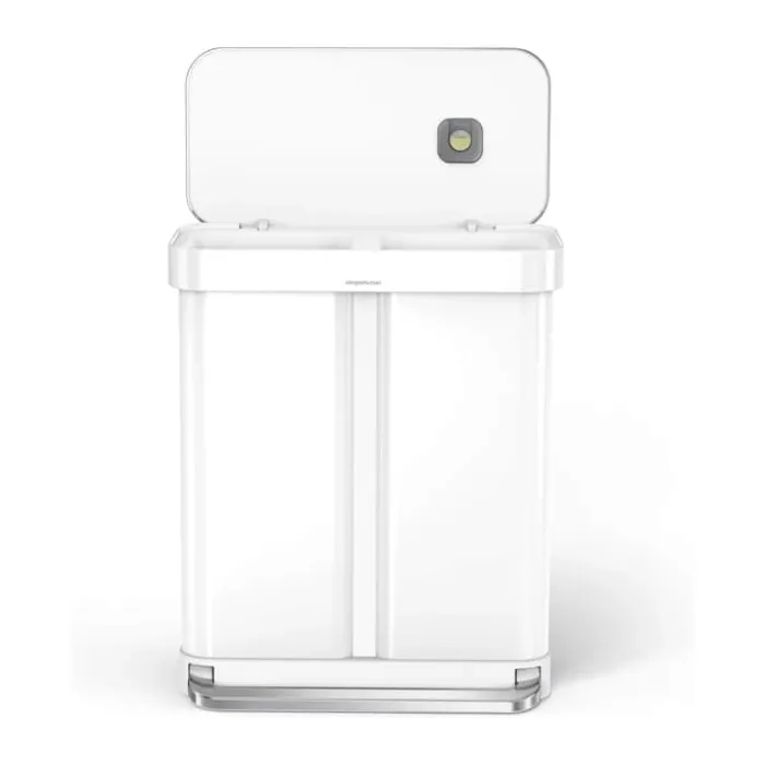 Simplehuman Dual Pedalspand 58 liter - 2 rum - Hvid
