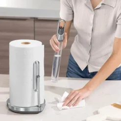 Simplehuman Køkkenrulleholder m. pumpe H 38 cm - Rustfrit stål - Sølvfarvet