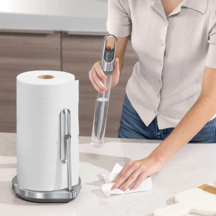 Simplehuman Køkkenrulleholder m. pumpe H 38 cm - Rustfrit stål - Sølvfarvet