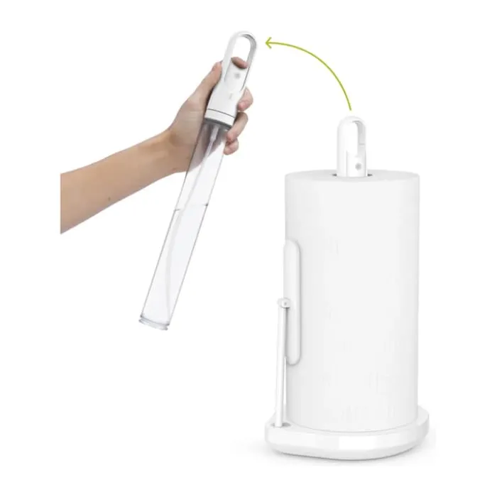 Simplehuman Køkkenrulleholder m. pumpe H 38 cm - Stål - Hvid